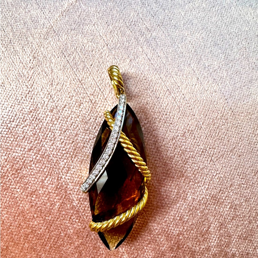 David Yurman cable wrap brown topaz pendant, 15 x 18mm